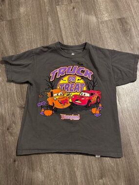 Disney Charcoal Tee with Purple and Orange Racing Graphic